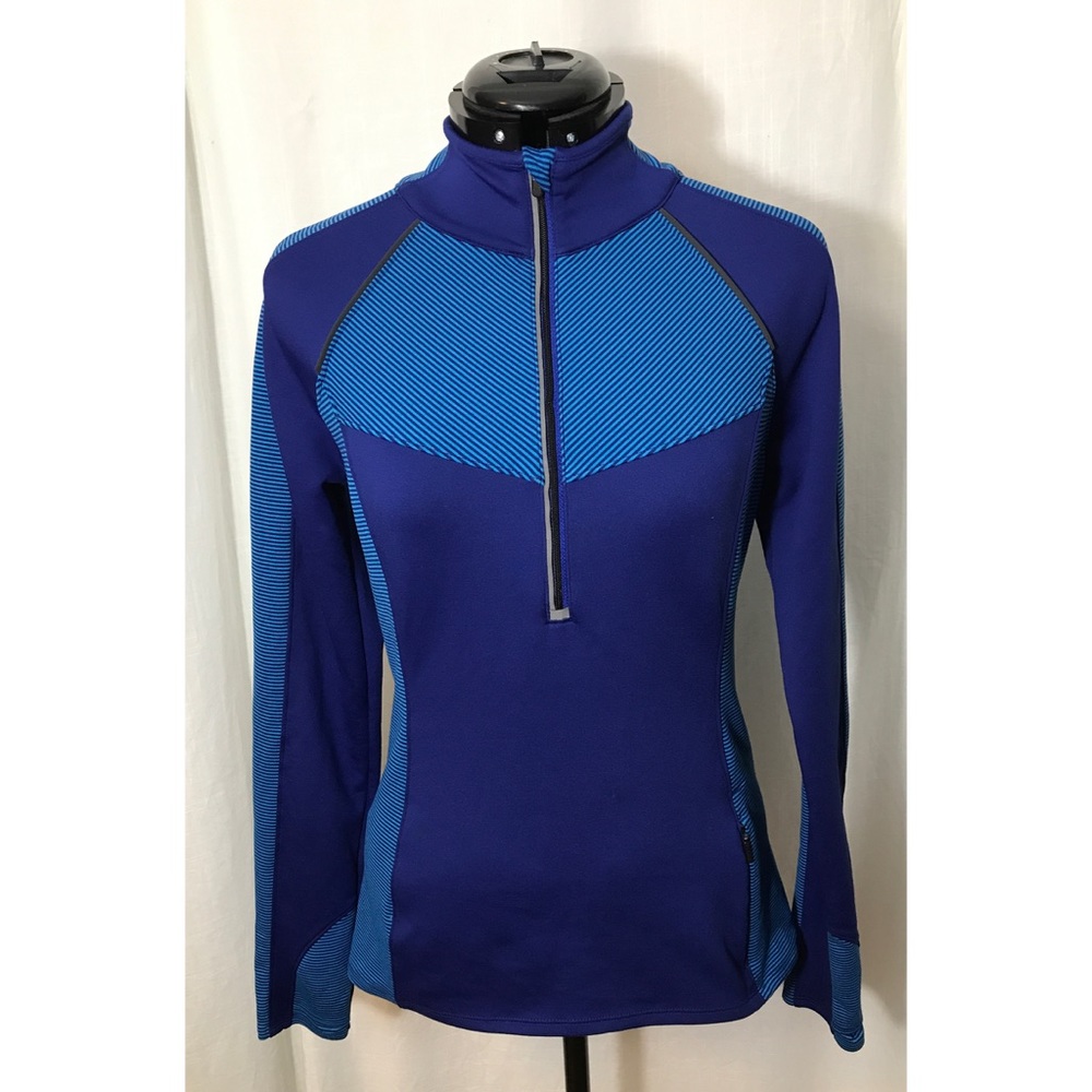Athleta Spotlight Blue Striped Half Zip Pullover - Picture 1 of 6